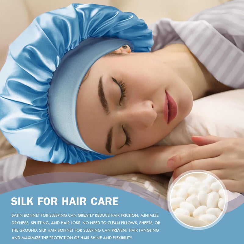 Doitory Store Satin Silk Bonnet for Sleeping, Double Layer Silk Sleep Cap for Men & Women, Soft Satin Lined Bonnet for Curly Hair - Image 4
